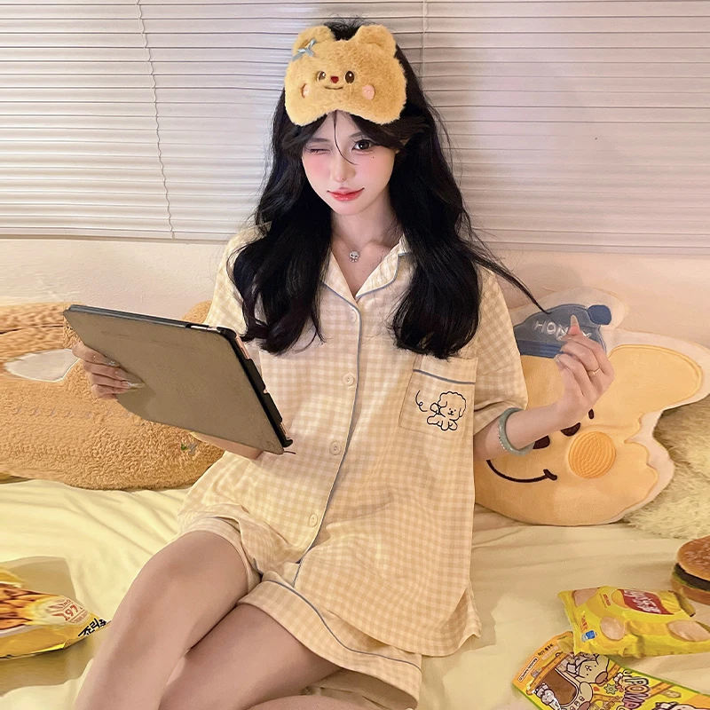 可外穿女大学生睡衣战袍女款爆款2025新款夏季短袖宽松套装家居服