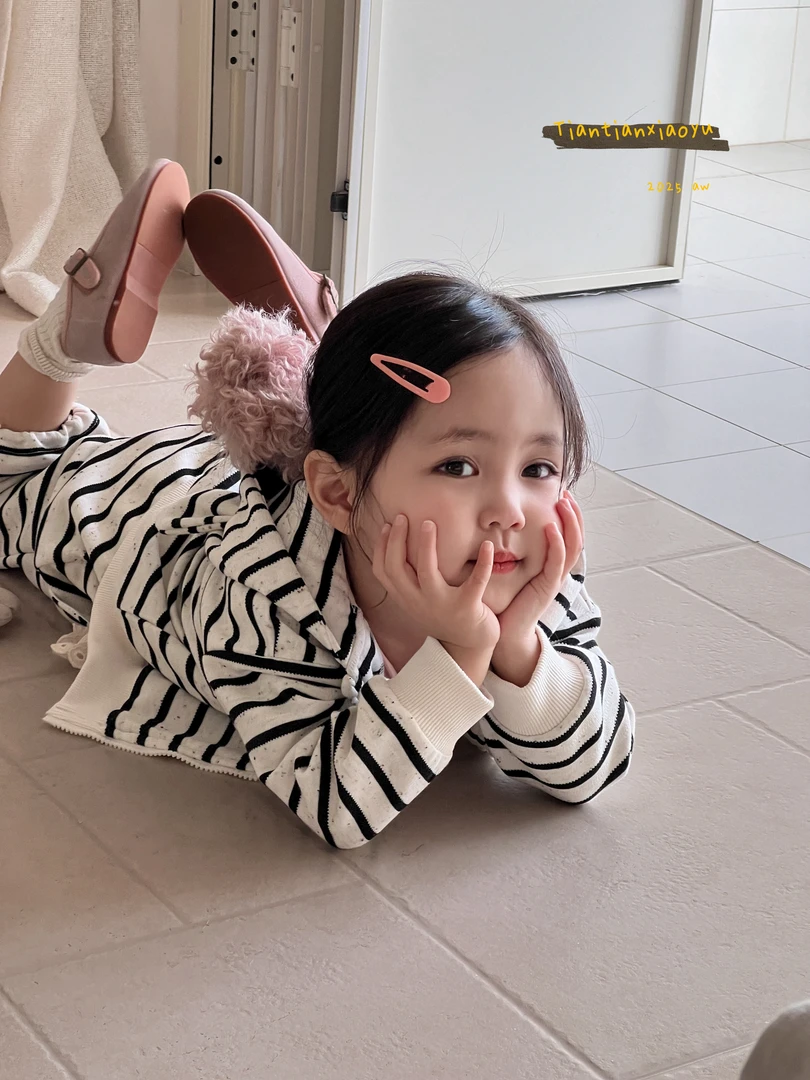 【XTL】2025新秋黑色条纹Labubu蕾丝拼接休闲运动套装85030