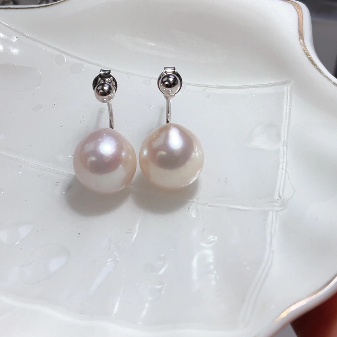 淡水珍珠耳饰银S925镶嵌