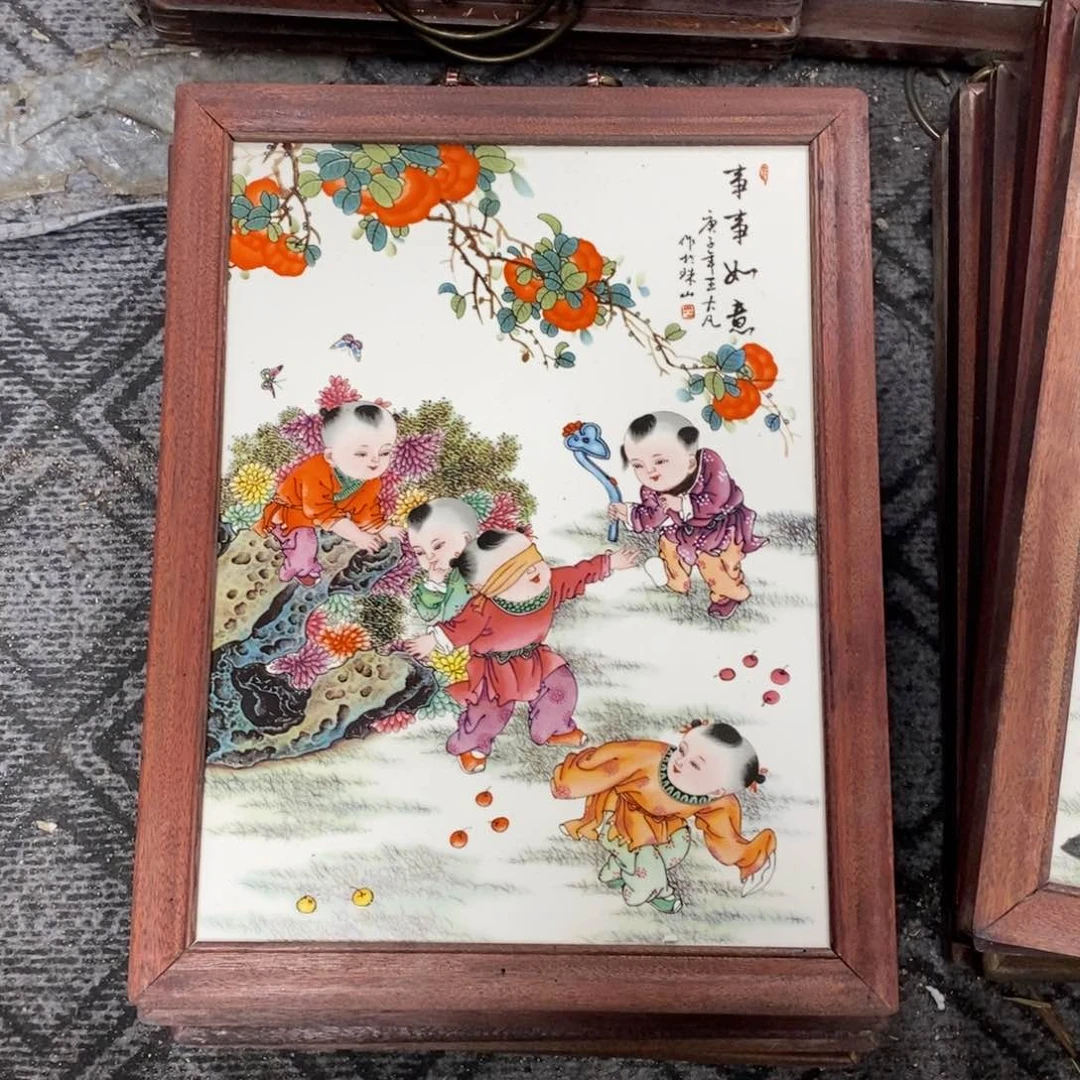 瓷片37*28 景德镇瓷板画柴窑烧制