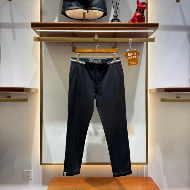 秋冬舒适修身版混纺休闲裤九分裤