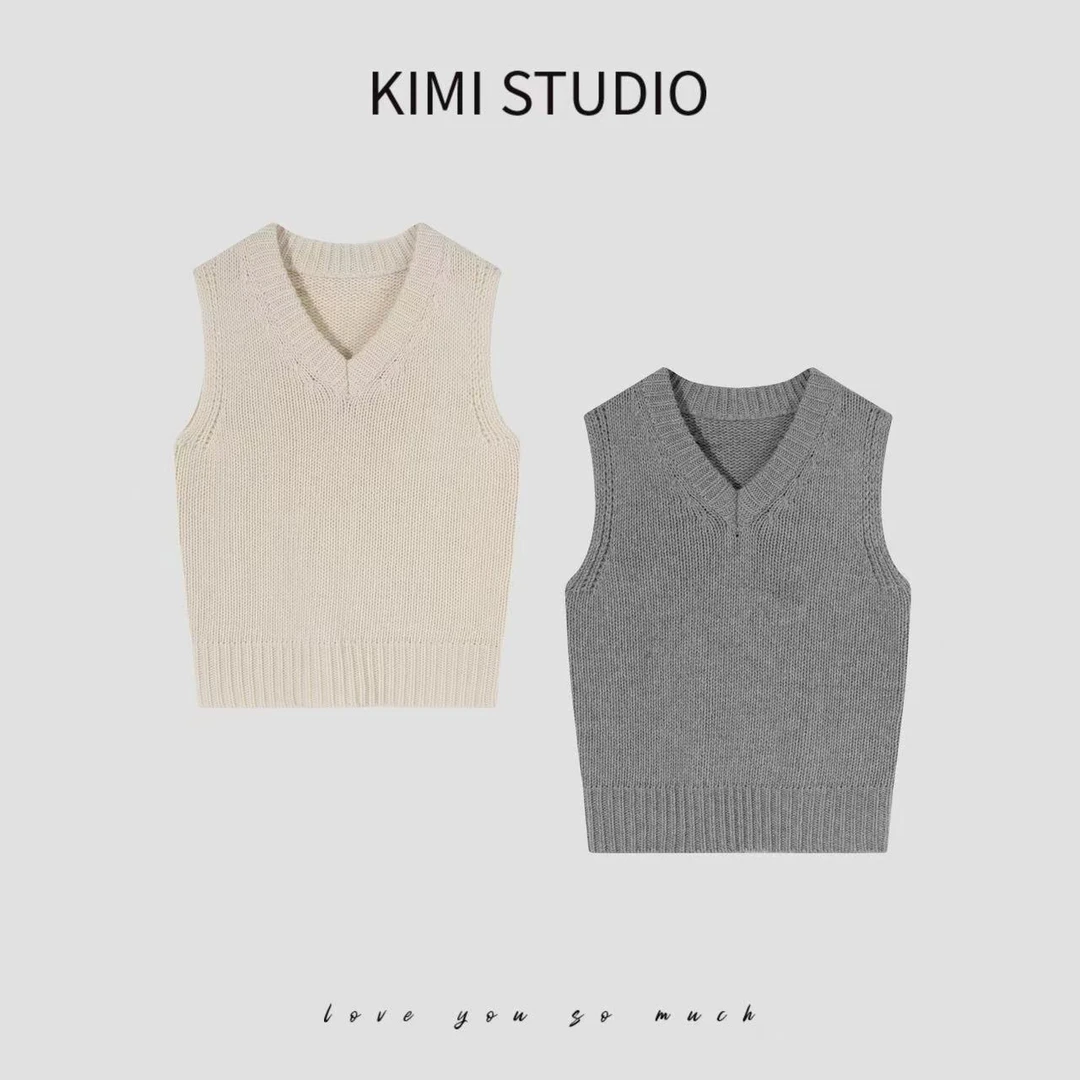 定制百搭叠穿减龄V领羊毛马甲  SS25161