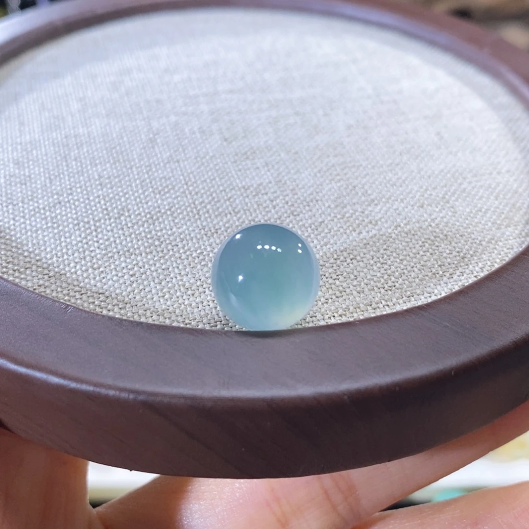 翡翠未镶嵌颈饰翡翠高冰海水蓝圆珠12+mm