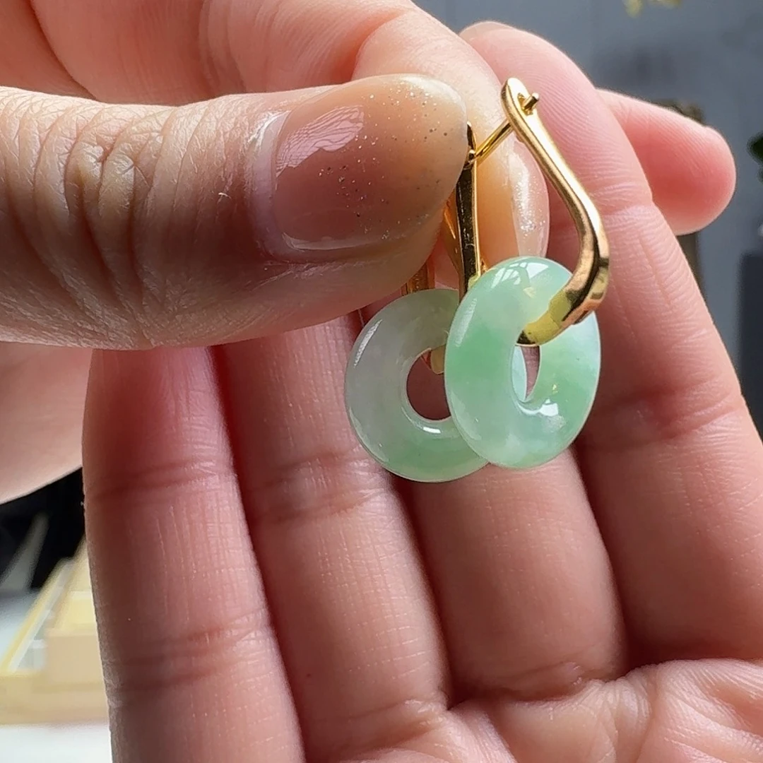 翡翠耳饰银S925镶嵌天然