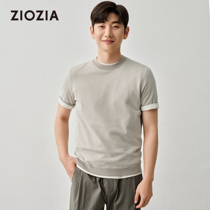 【5A抗菌】ZIOZIA通勤男装25夏合体舒适时尚T恤针织短袖ZEBE2236C