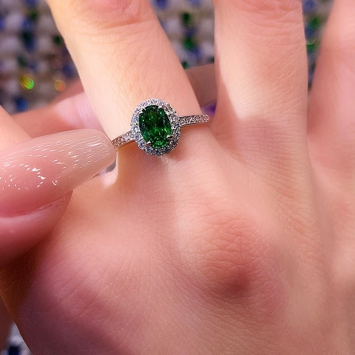 透辉石戒指银S925镶嵌