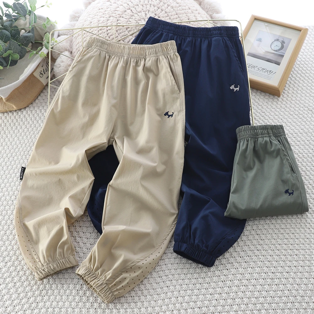 男童薄款运动裤2025春夏新款儿童冰丝长裤子弹力速干裤防蚊裤6202