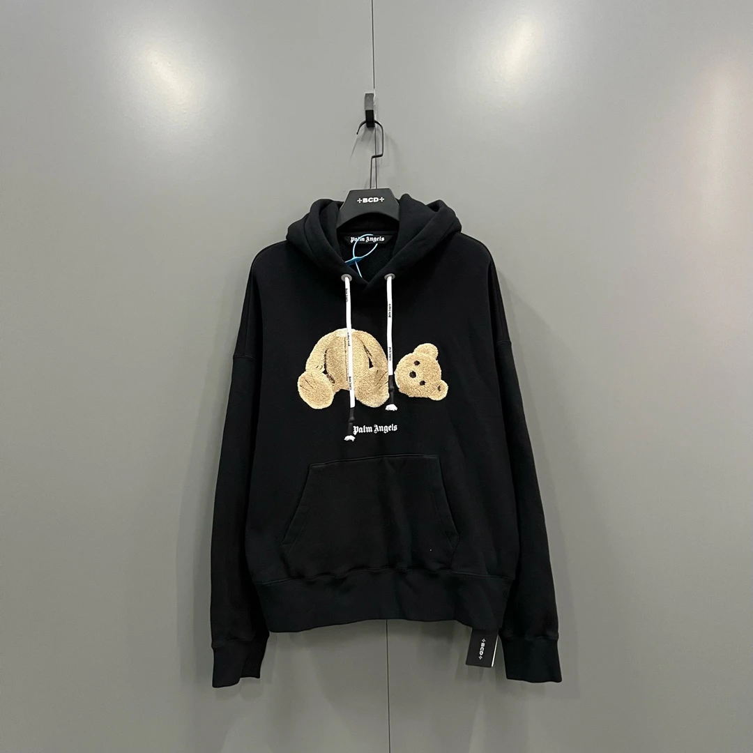 95新 Palm Angels q224 Palm Angels黑色断头熊帽衫M码bc014648