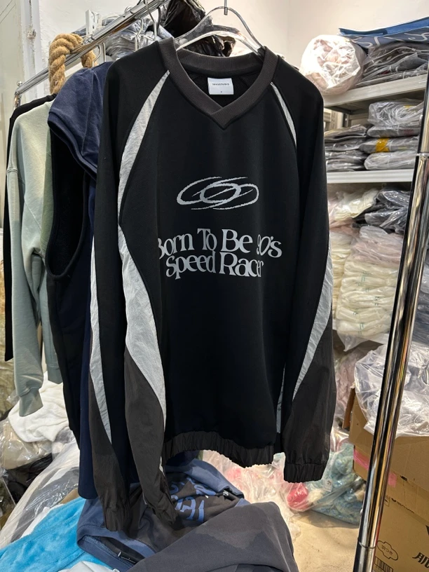 韩国单拼接材质毛圈面料均码长袖卫衣