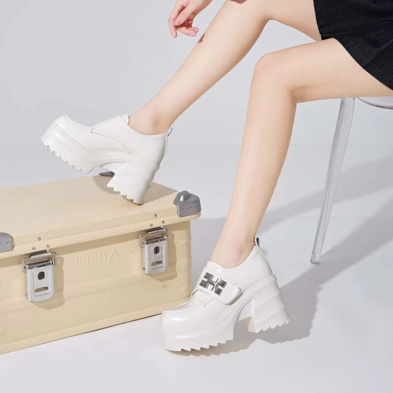 【X计划】2025早春英伦风JK平增高复古厚底休闲小皮鞋909