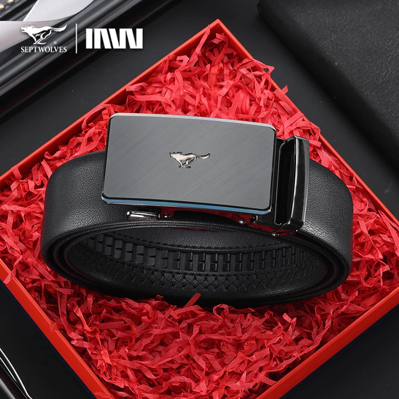 【七夕礼物】七匹狼真皮皮带2025新款时尚百搭商务自动扣裤腰带礼盒