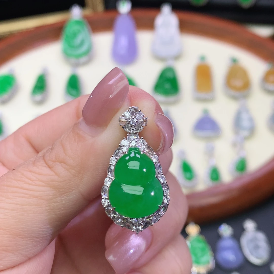 翡翠18K金镶嵌吊坠(不含链)