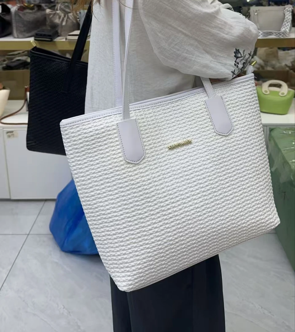 2025年时尚拉链双根大托特百搭纯色时尚潮流单肩包手拎包1