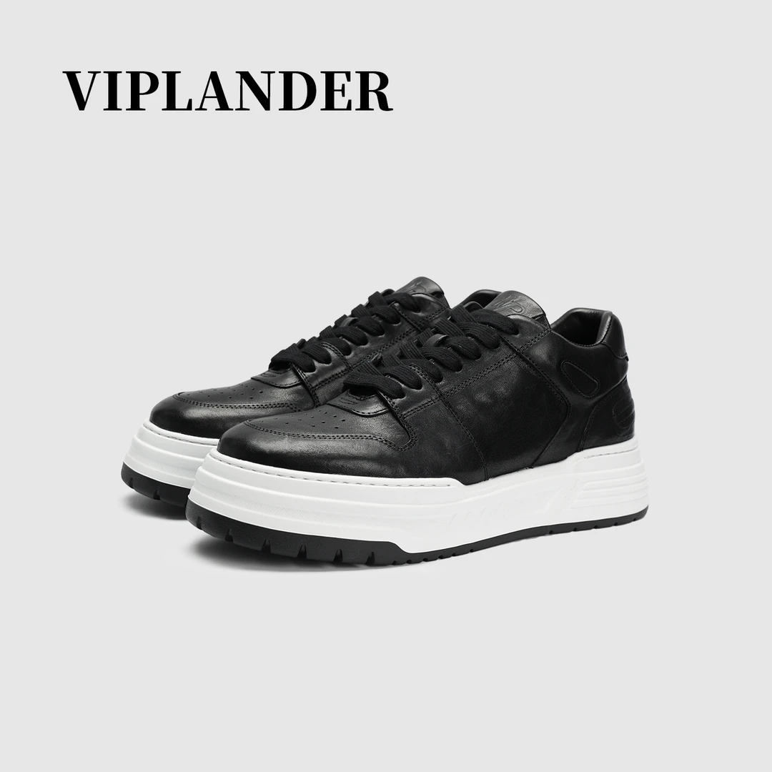 viplander【意大利XL底】进口植鞣马皮运动黑色XL底板鞋男177301-XL