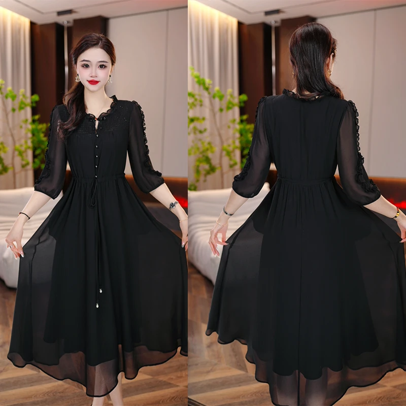 春季连衣裙2025年新款穿搭收腰显瘦气质高贵轻奢高端上档次A字裙