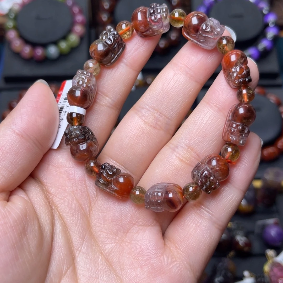 未镶嵌水晶手链红极光貔貅手链