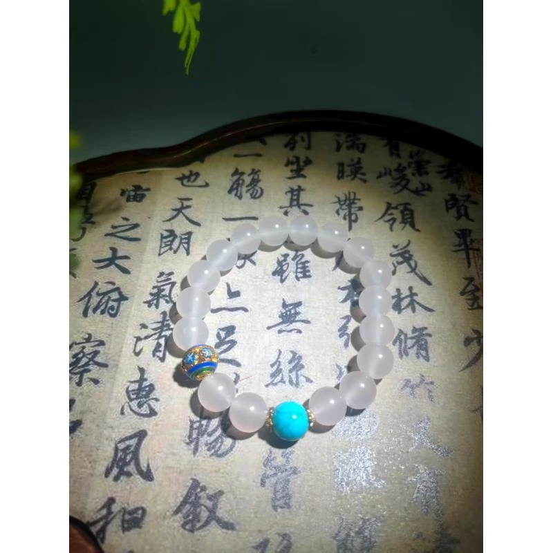 非金属树脂手链 变色云母 蓝珠 单圈手串（无礼盒）914