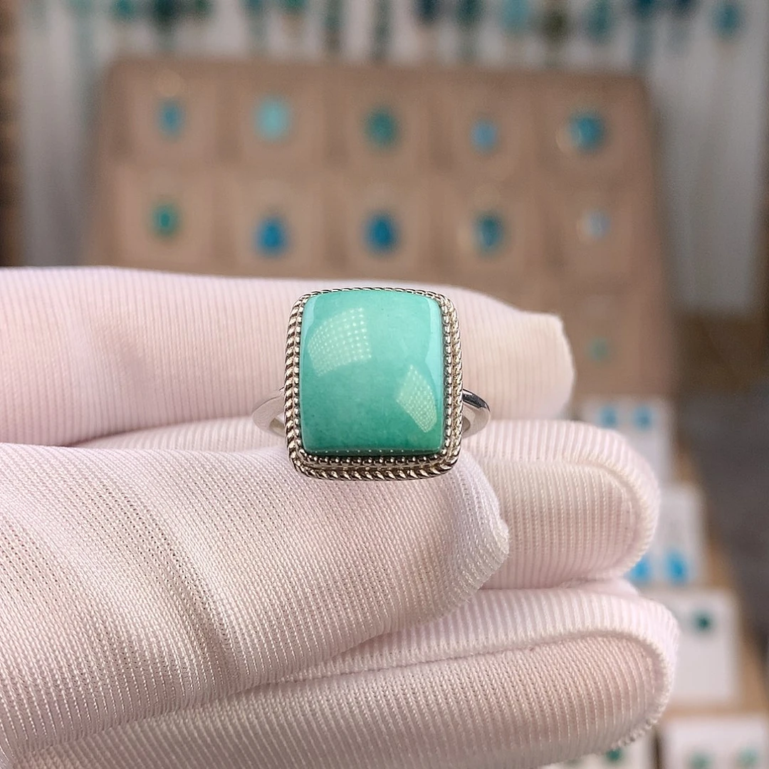 绿松石银S925镶嵌戒指