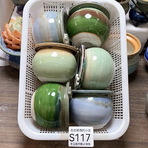 紫砂花盆117微瑕品口径5.5到6左右