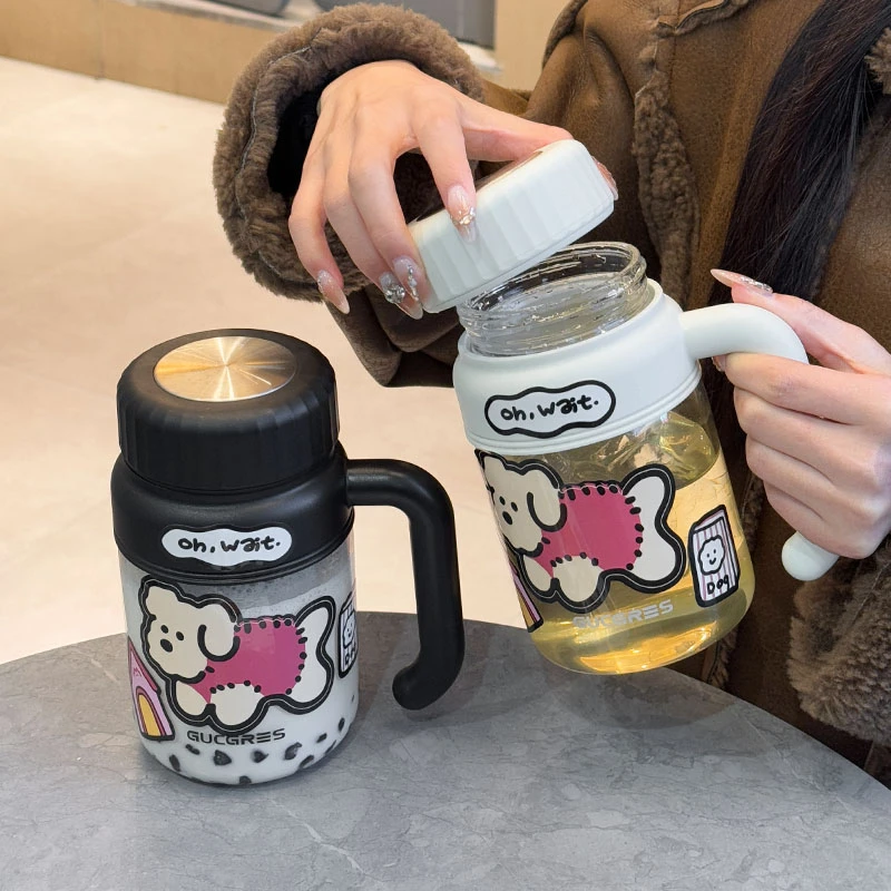 绚青大容量玻璃杯女生便携带茶漏咖啡杯高硼硅耐高温水杯子情侣款