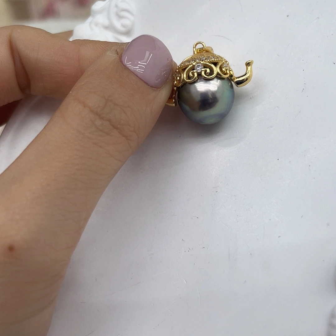 银S925镶嵌海水珍珠吊坠(不含链)