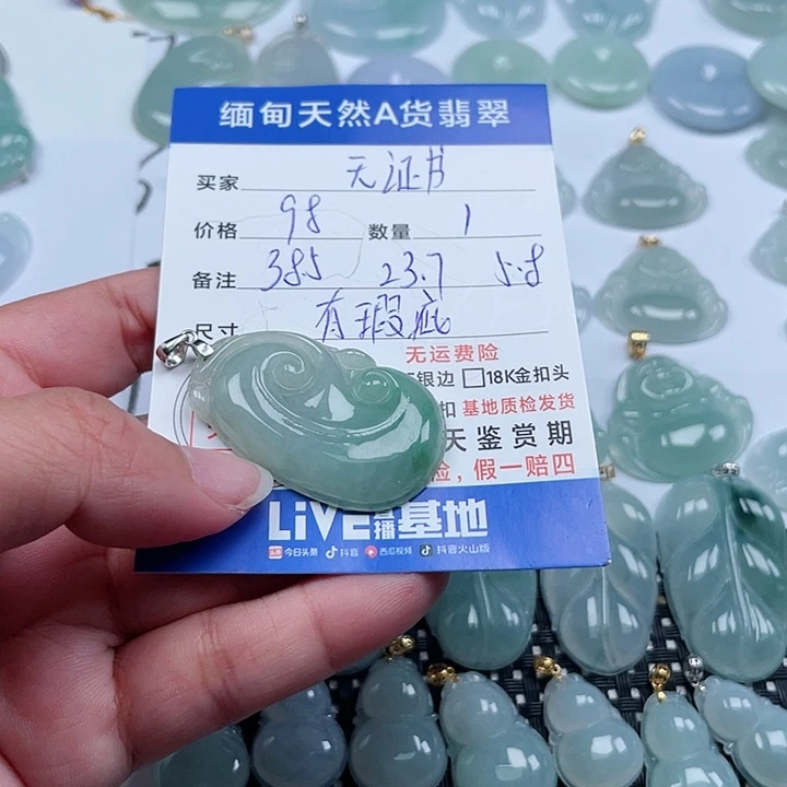 翡翠颈饰银S925镶嵌天然翡翠吊坠