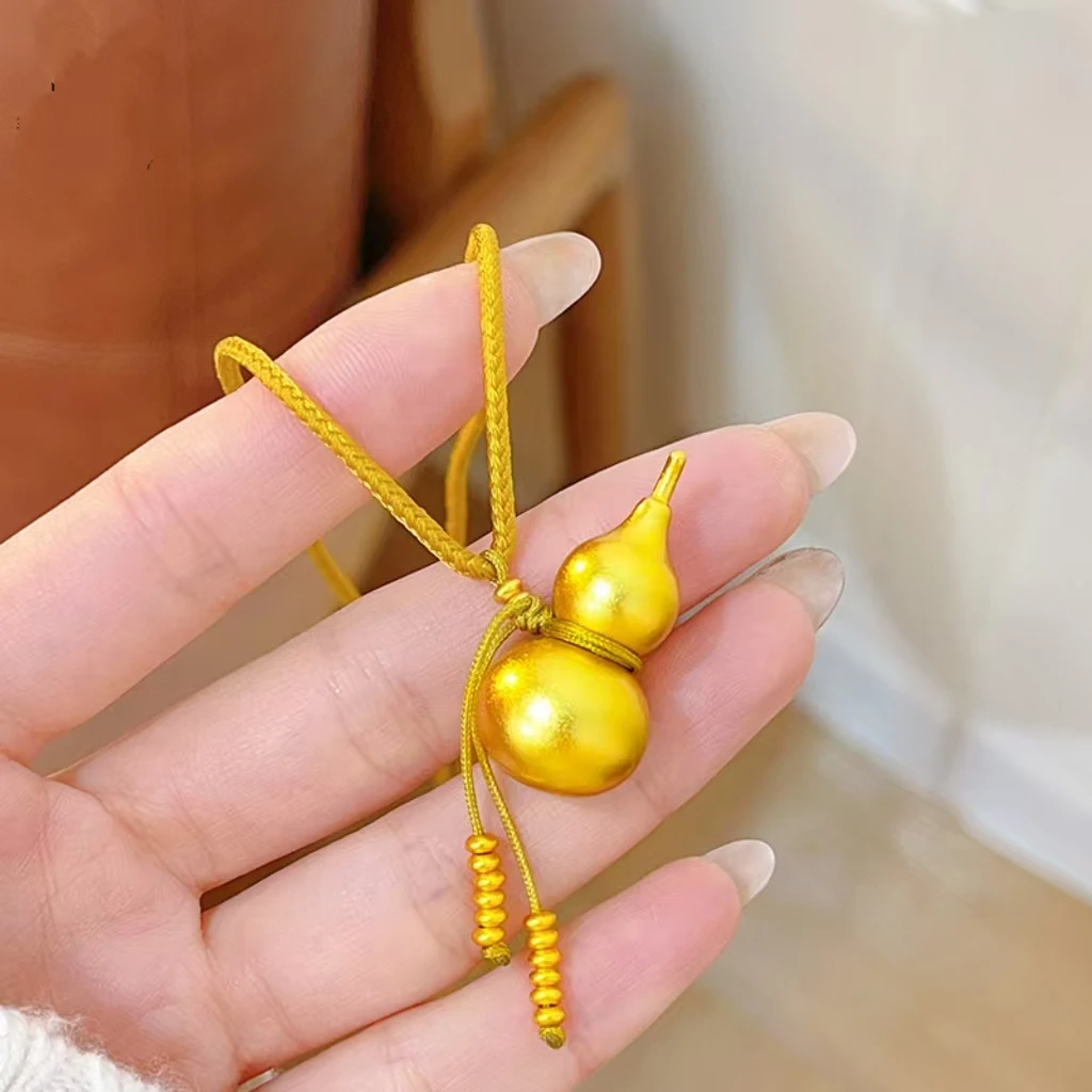 铜合金吊坠 古法流苏葫芦吊坠项链实心素面福禄毛衣链（赠礼盒）