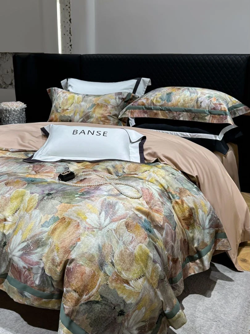 老宋精选-新款全棉四季款【芳华】数码印花工艺 长绒棉四件套-1404