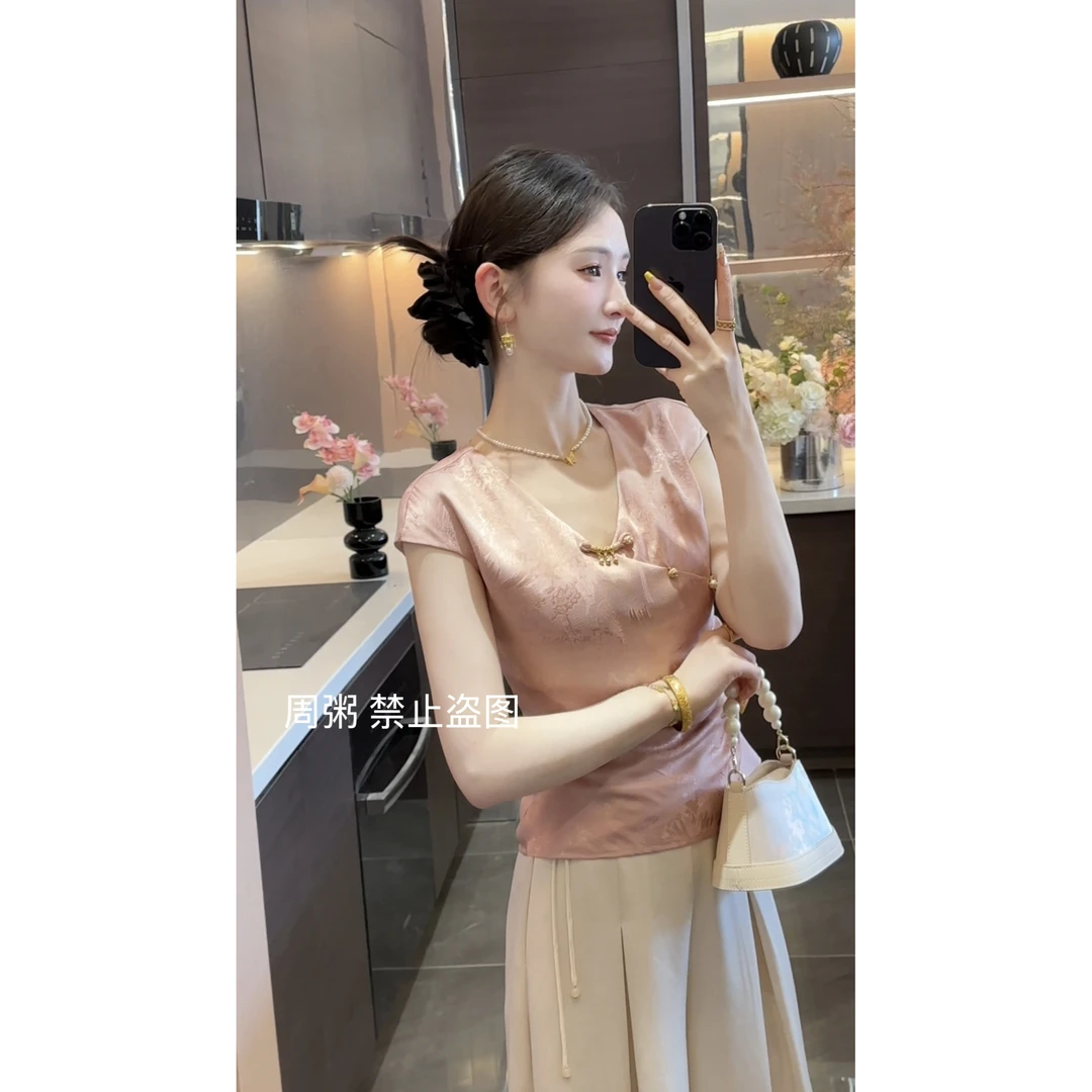 【周粥】【寻香】2025新款新中式缎面提花气质国风上衣预JJX5SY3800
