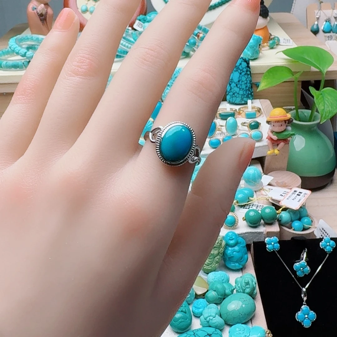 绿松石银S925镶嵌戒指