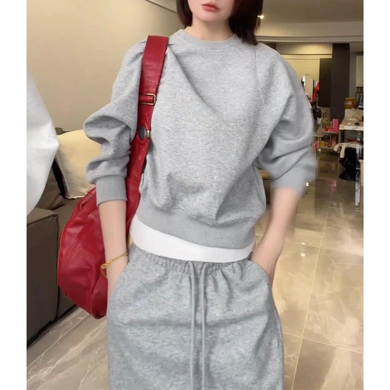 多巴胺减龄圆领卫衣搭配半身裙两件套女2025春季新款洋气休闲套装