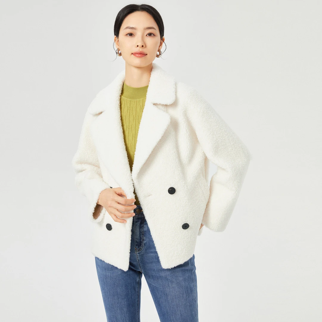 【保暖绵羊毛】娜尔思轻奢高贵冬简约风纯色通勤双排扣NK00743V1