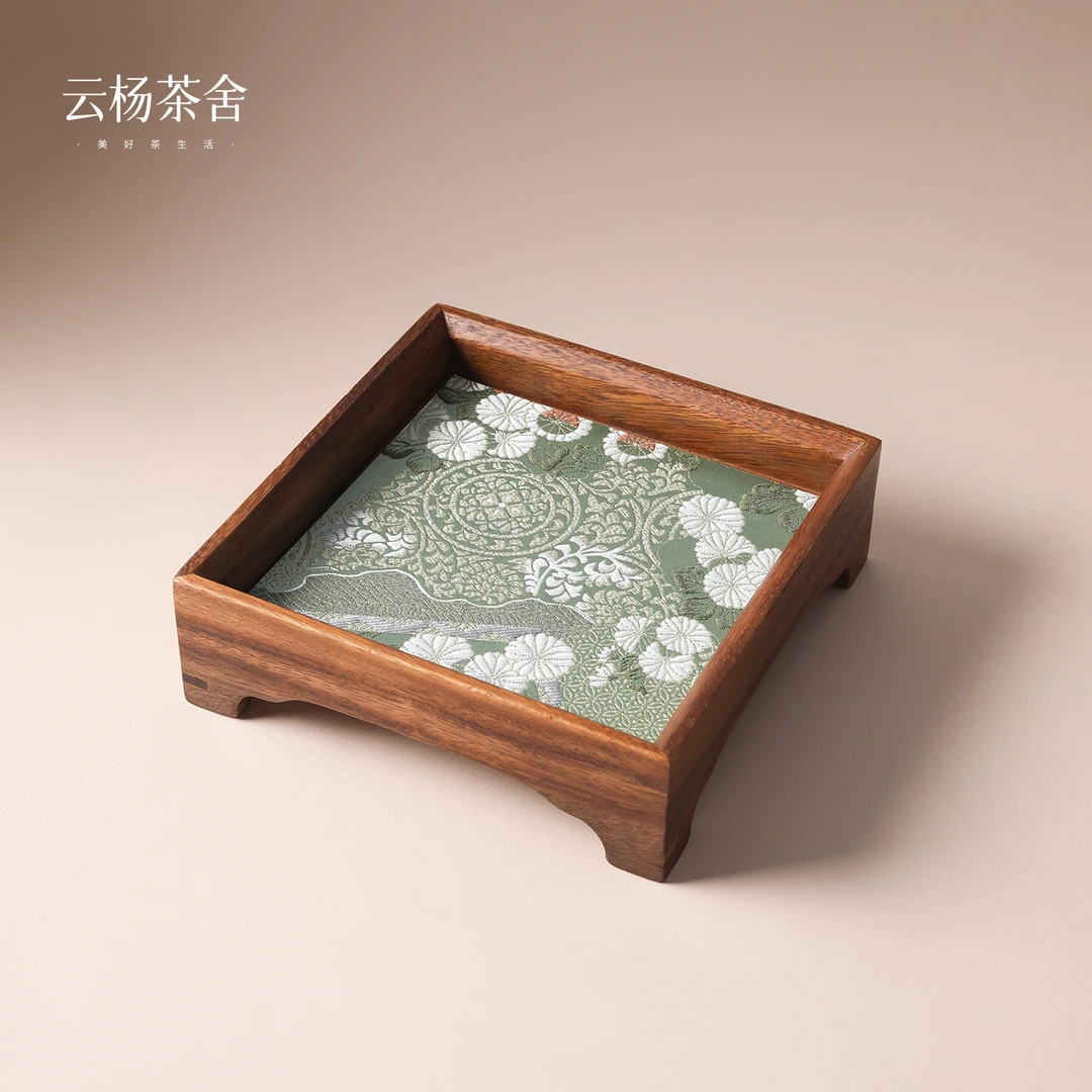 【茶博会专属】南美胡桃木 青羽紫烟  干泡承盘 尺寸约：22*22*7cm