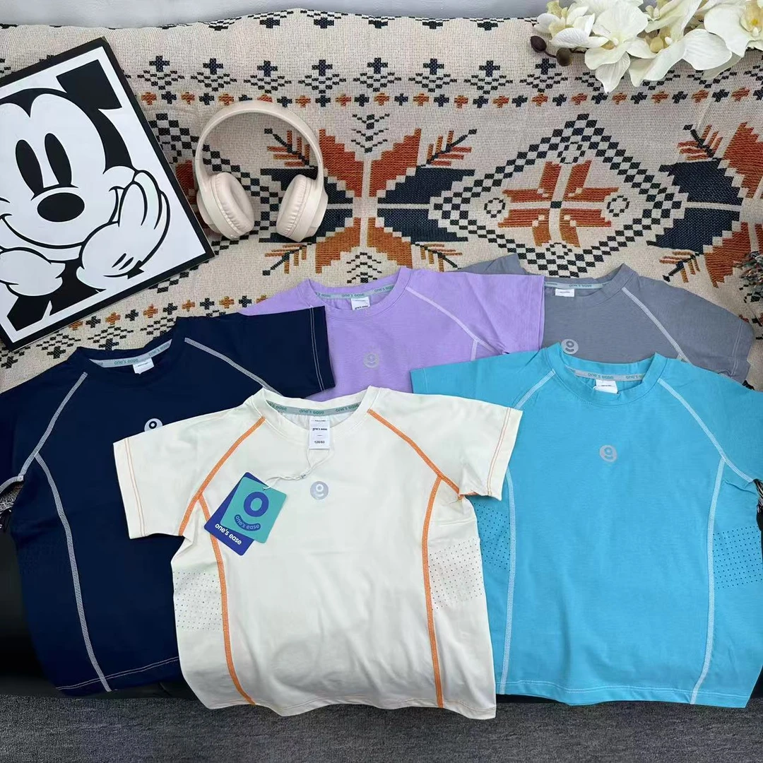 #【25-01】儿童夏季运动索罗娜打孔短袖T恤户外吸汗运动