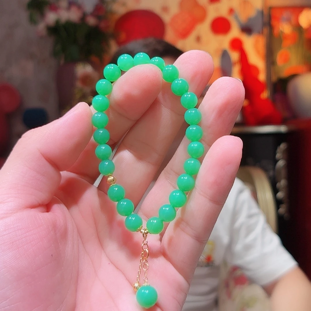 石英质玉手串18K金镶嵌小*墨手串