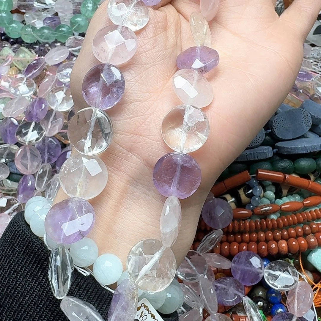 玛瑙/玉髓合金珠宝半成品一条18mm多宝切面水晶