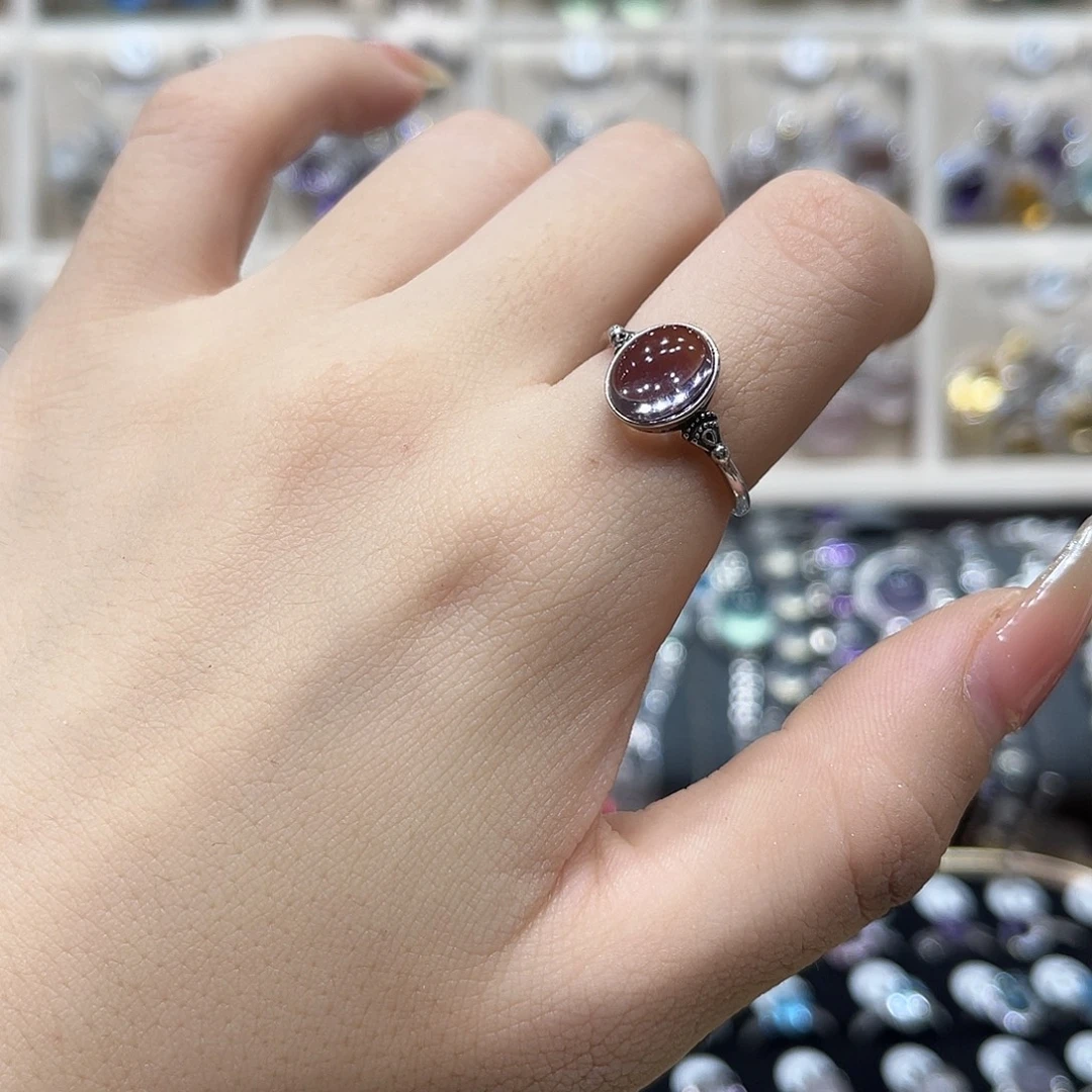 蛇纹石玉银S925镶嵌戒指