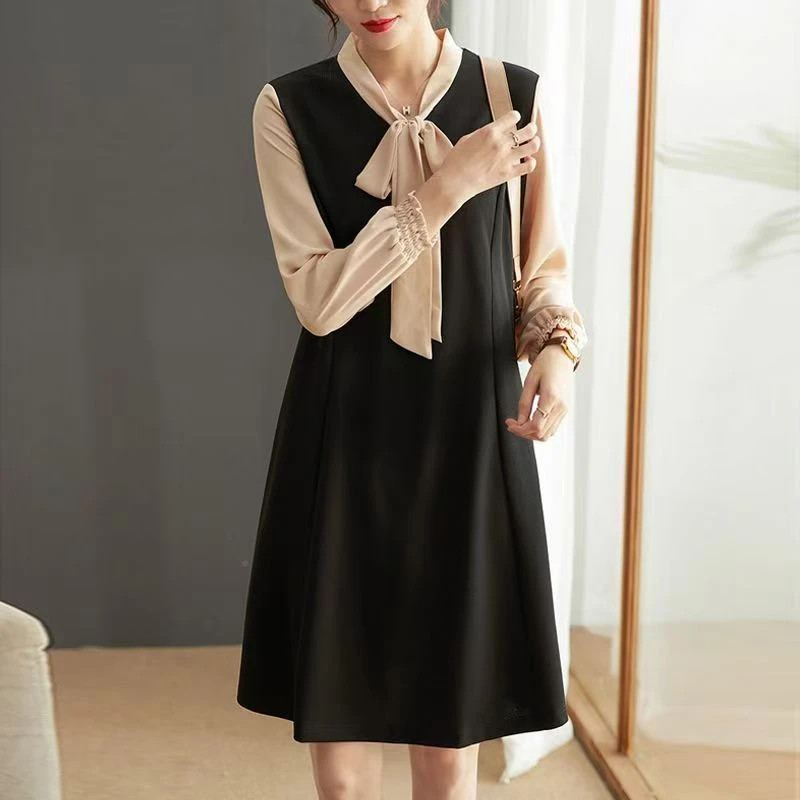 A545  A6  简约风大蝴蝶结连衣裙