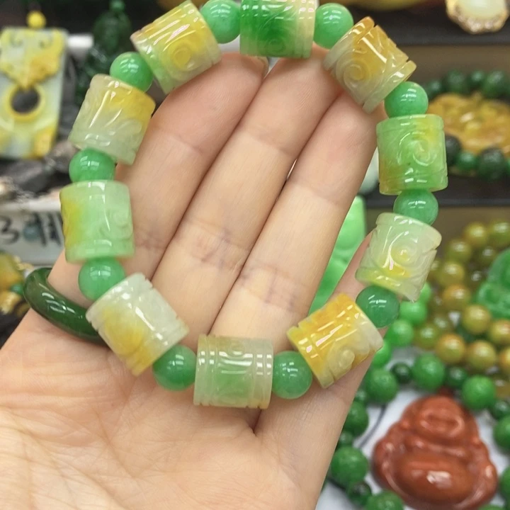 柠***妖翡翠未镶嵌手链手链8