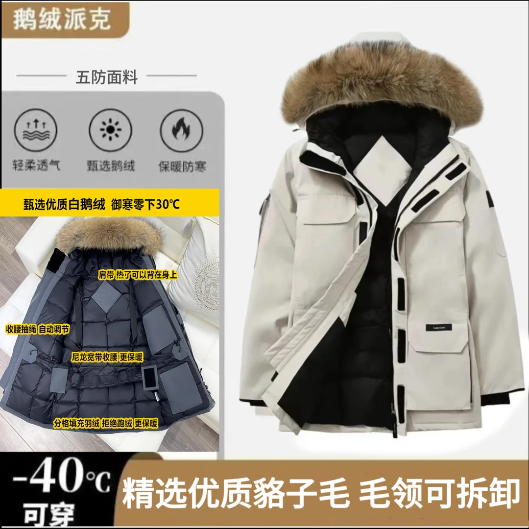 2025新款韩版外贸单时尚同款连帽毛领羽绒服户外冬季