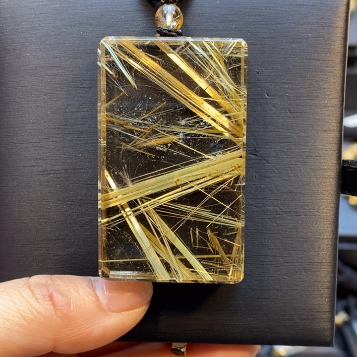 颈饰发晶未镶嵌高品质钛晶平安无事牌吊坠