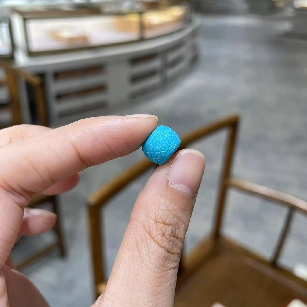 【铭舍】绿松祥云纹直切DIY配珠一等-3.12