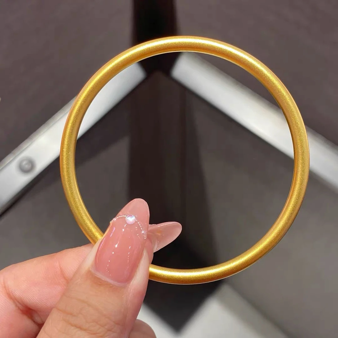 足银手镯 古法素圈手镯氛围感配饰素款光面女士轻奢实心磨砂镯子