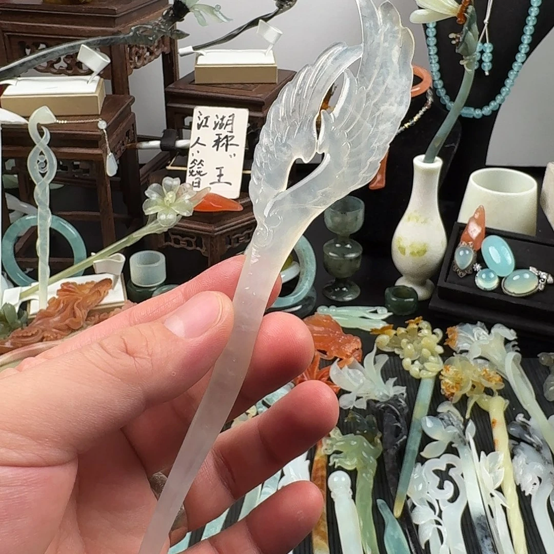 蛇纹石玉未镶嵌发饰