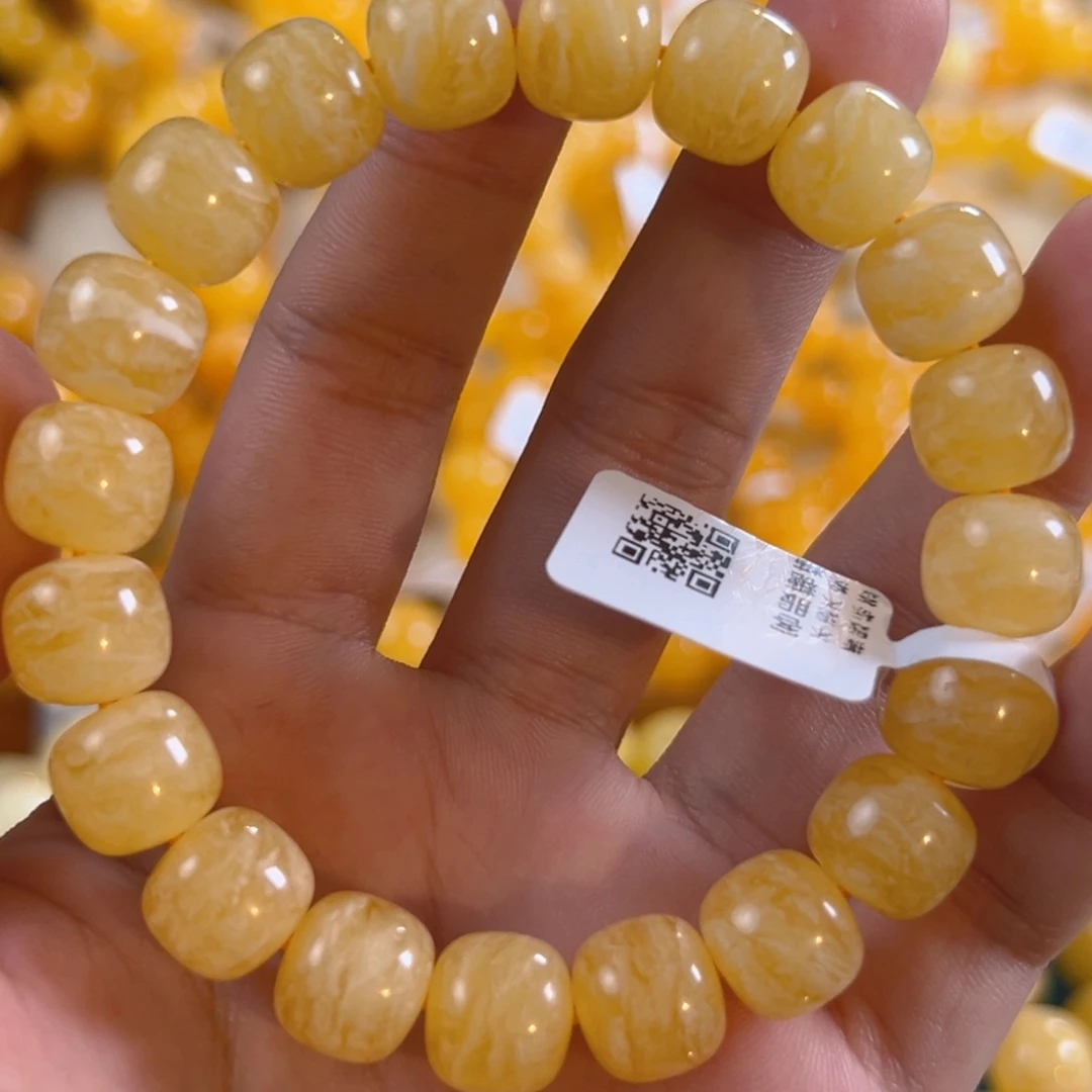 琥珀未镶嵌手链18.63g俄料虎皮纹12mm ad