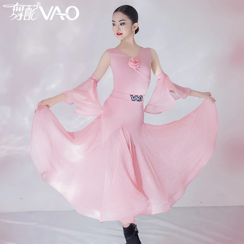 VL51349-2025新款舞服VAO舞配粉仙气摩登裙表演服拉丁舞练功服女