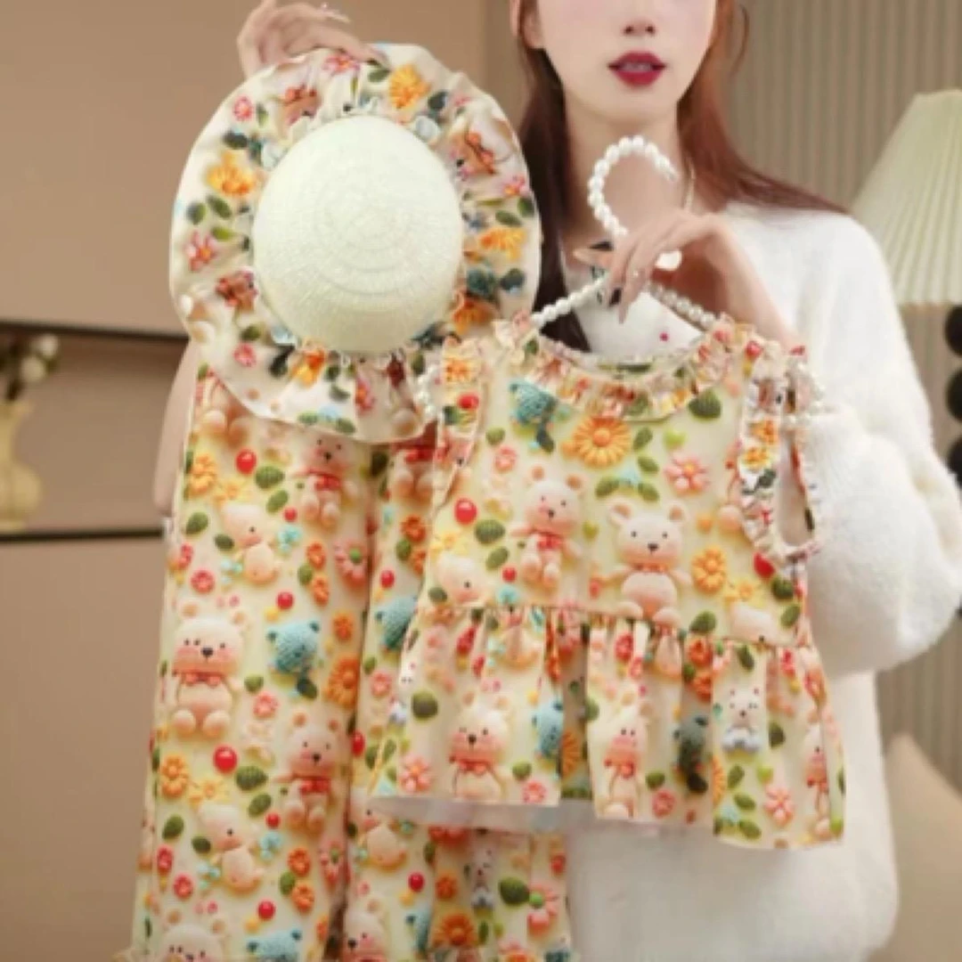 2025新款女童套装夏季新款洋气学生版韩范宝宝休闲两件套（送帽子)