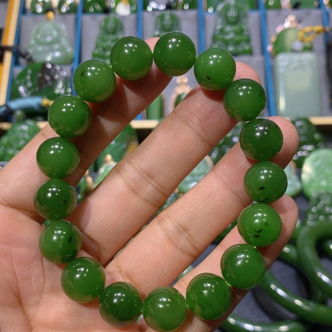 【闪购商品】和田玉吊坠(不含链)未镶嵌辣绿手串 12