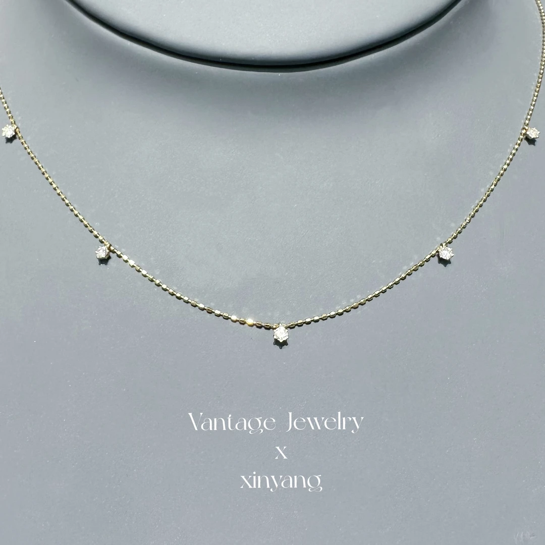 【欣阳】18K金 满天星项链60分 k白/k黄双色可选（带定位珠）ZSXL0075