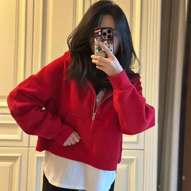 爱你就像大风吹系列之~半拉链连帽卫衣